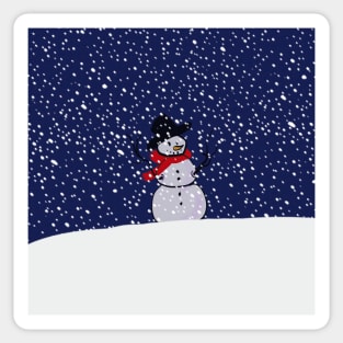 Snowman on a Snowy Hill Sticker